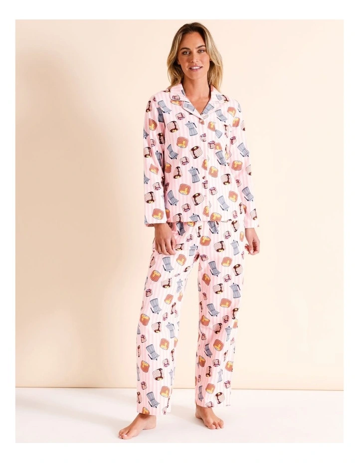 Flannelette Pyjama Set in Pink Pancakes