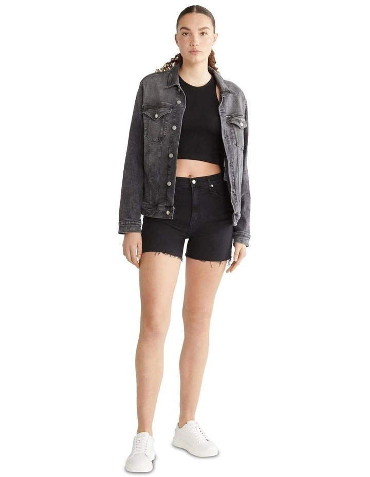 Mom Denim Short in Washed Black