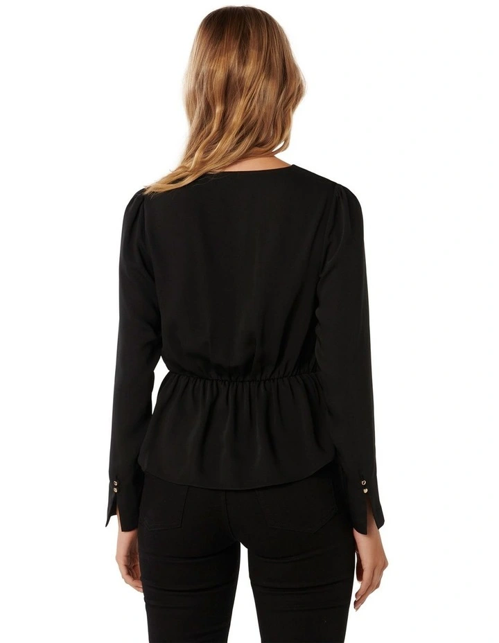 Whitney Wrap Blouse in Black