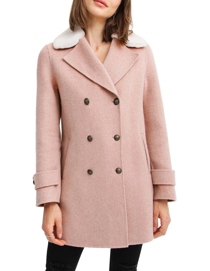 Liberty Sherpa Collar Wool Blend Coat