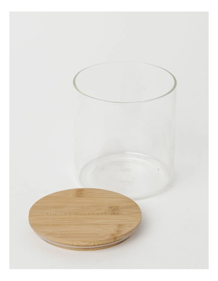Round Storage Canister with Lid 1L in Bamboo/Glass