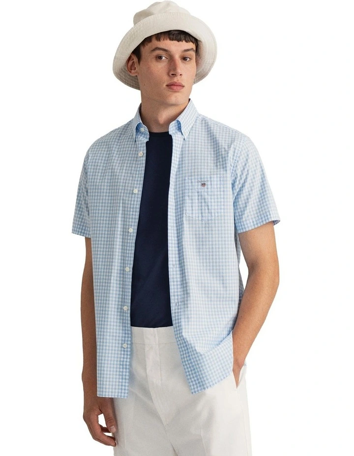 The Broadcloth Gingham Short Sleeve Shirt in Blue