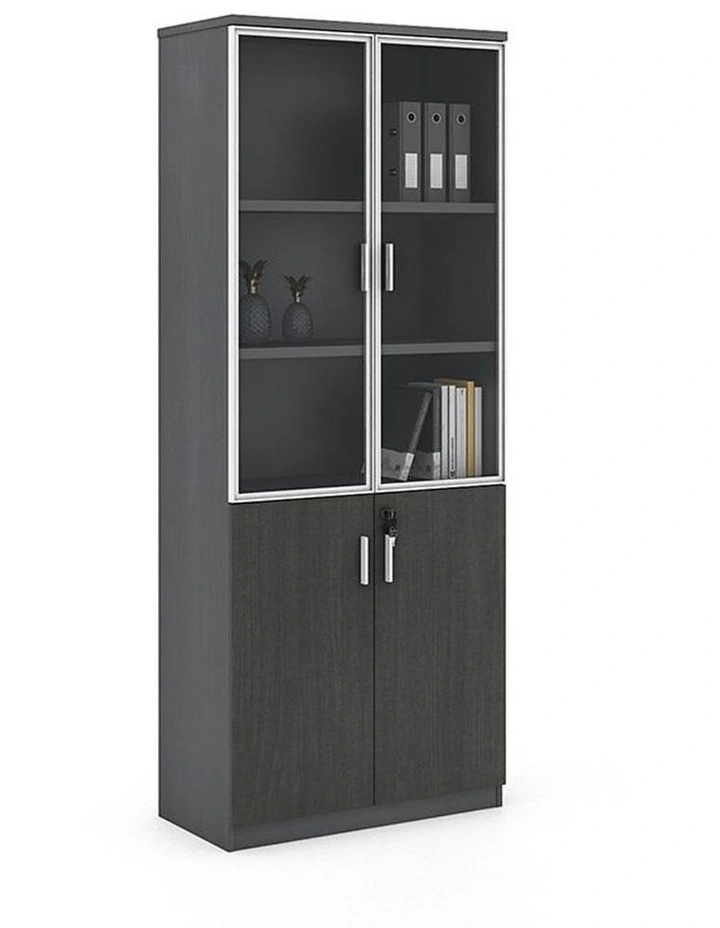 Matees 2 Doors Display Cabinet 80cm Grey/Brown