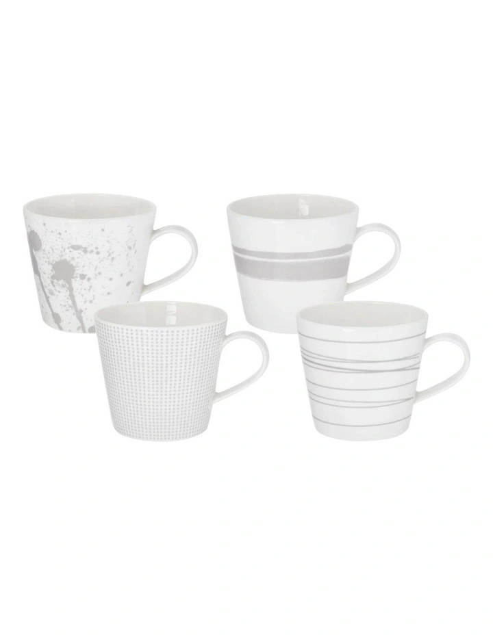 Pacific 400ml Assorted Set of 4 Mugs Stone