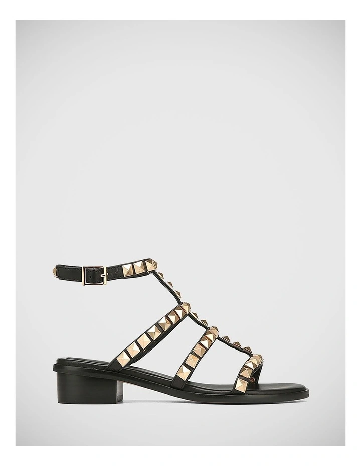 Trudy Leather Flat Sandal in Black