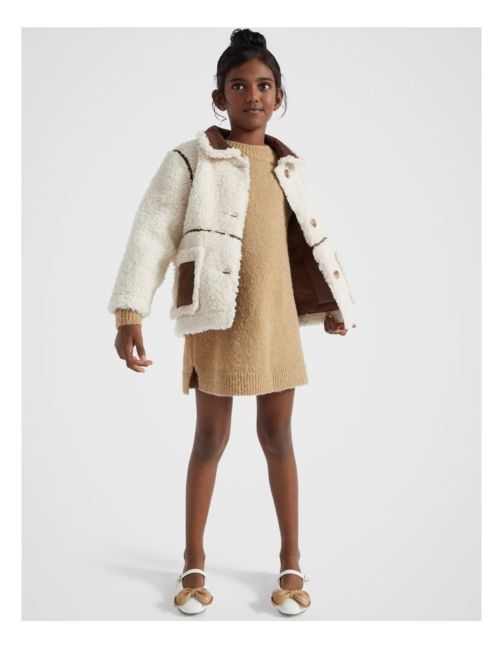 Boucle Knit Dress in Caramel