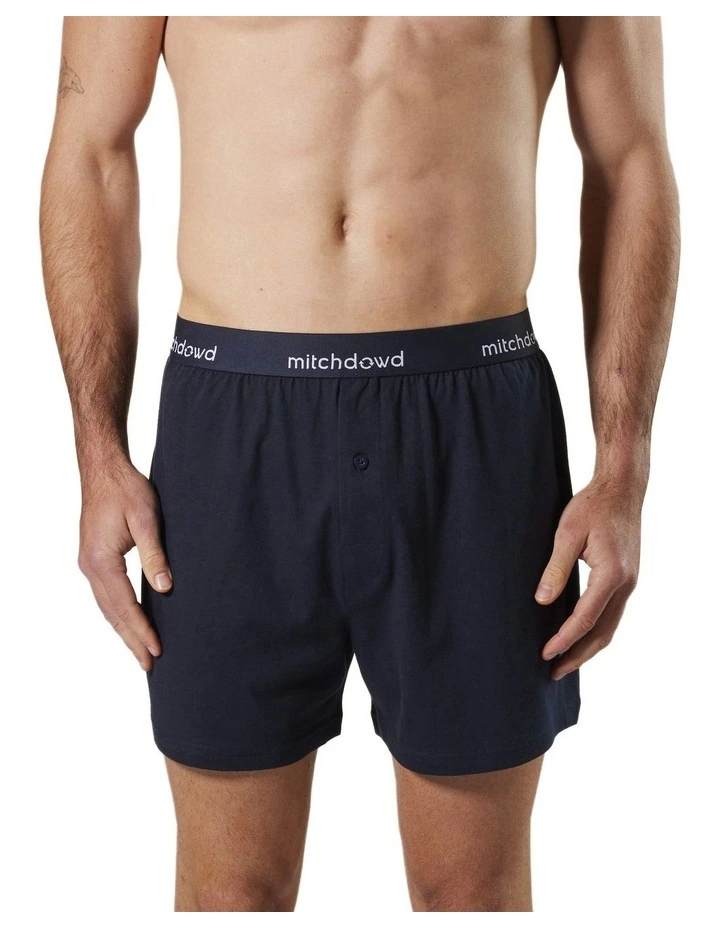 Loose Fit Knit Boxer Shorts 3 Pack in Navy