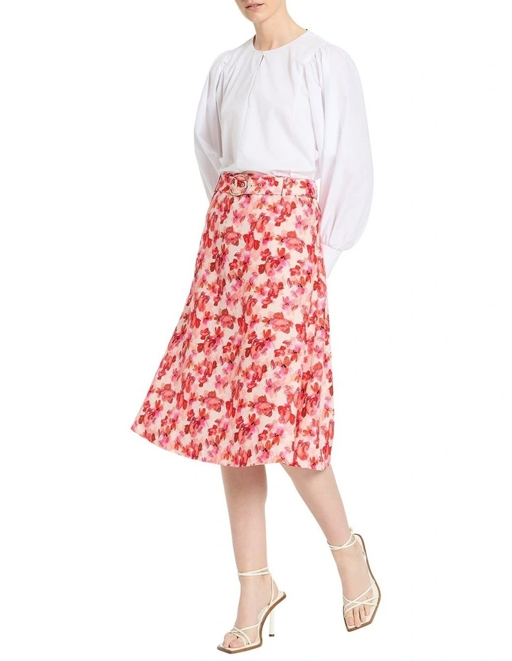 Rose Linen Skirt in Chablis Multi