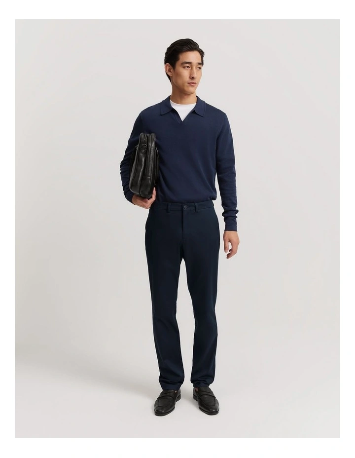 Cotton Silk Trophy Polo in Navy