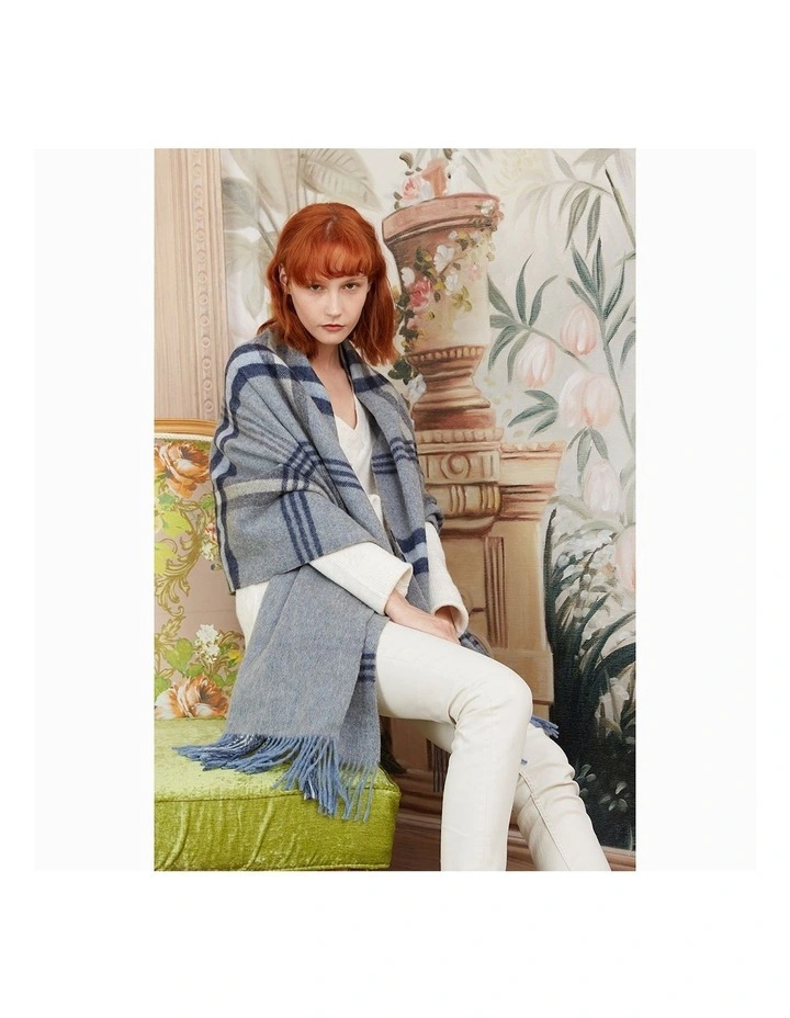 Australian Merino Wool Reversible Wrap in Slate Grey