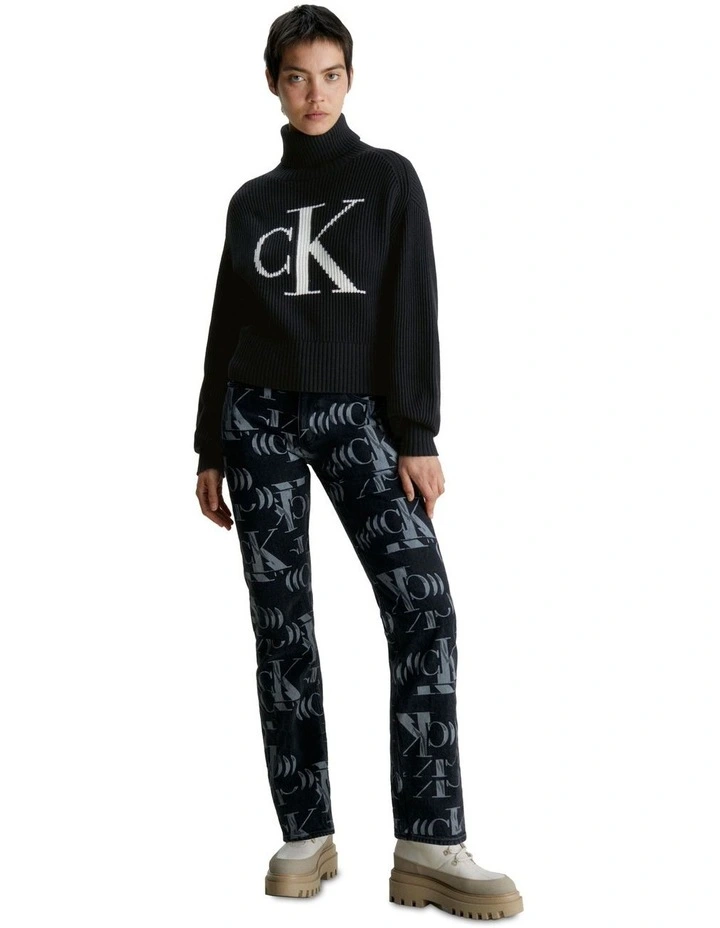 Blown Up Ck Loose Sweater in Black