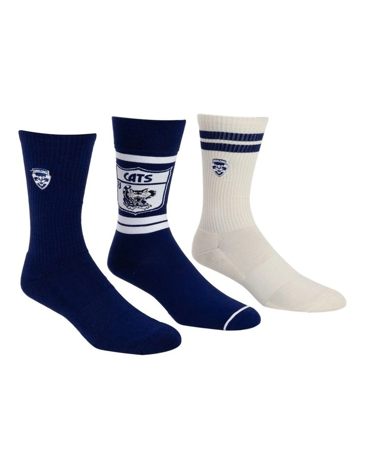 Geelong Cats Combo Socks Gift Box 3 Pack in Assorted
