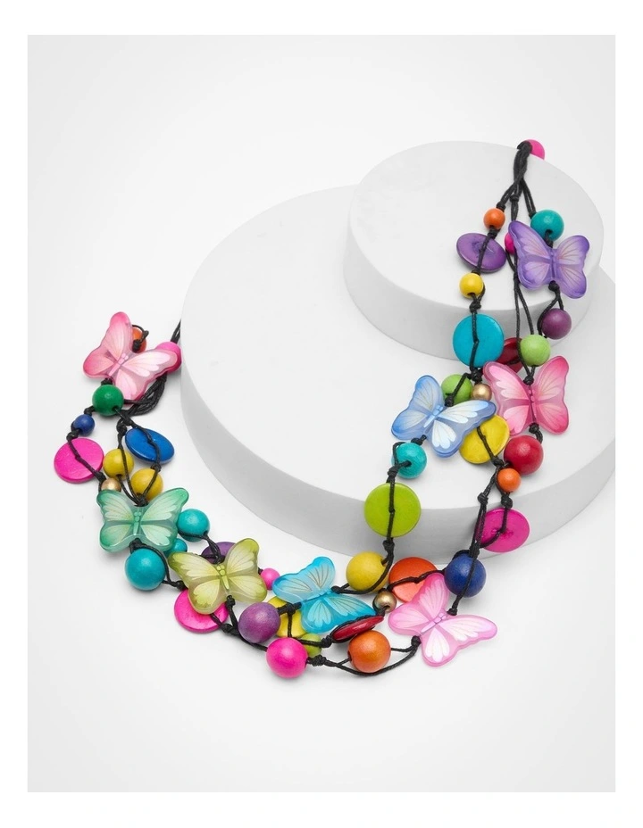 Layered Butterfly Necklace in Multi
