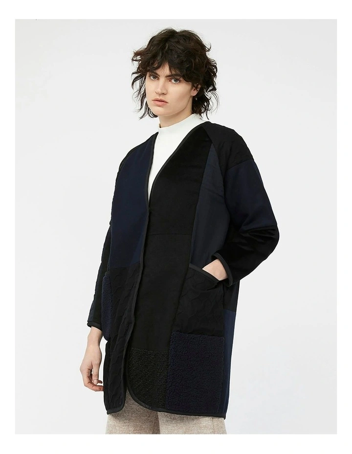 Mosaic Reversible Coat in Navy/Black