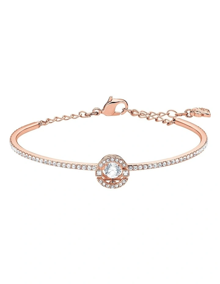 Sparkling Dance Bangle Round Cut Rose Gold-Tone Plated in White