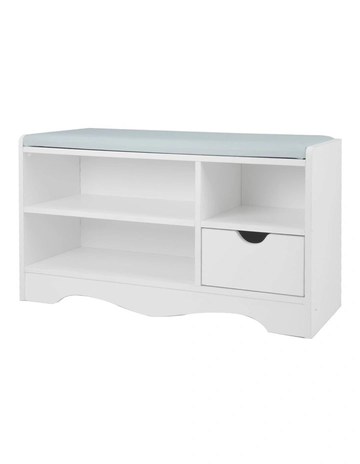 Shoe Rack Cabinet Organiser Grey Cushion 80 x 30 x 45 White