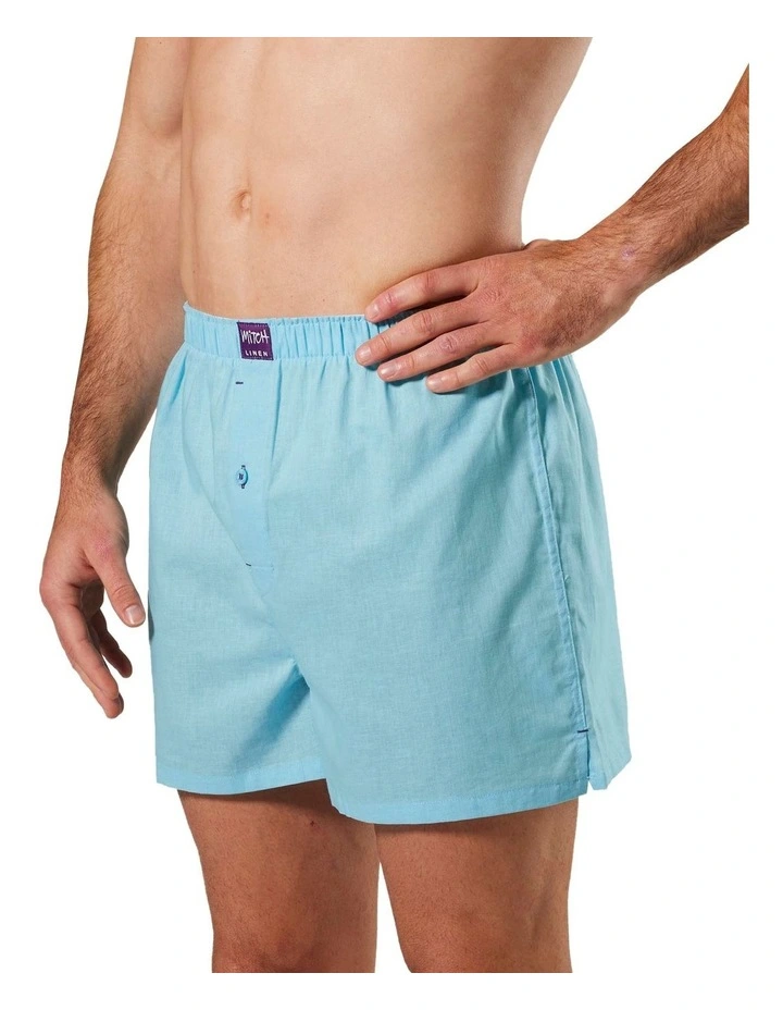 Linen Blend Boxer Shorts in Sky Blue