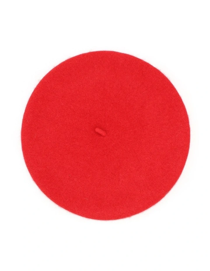 Lisa Wool Blend Beret in Red