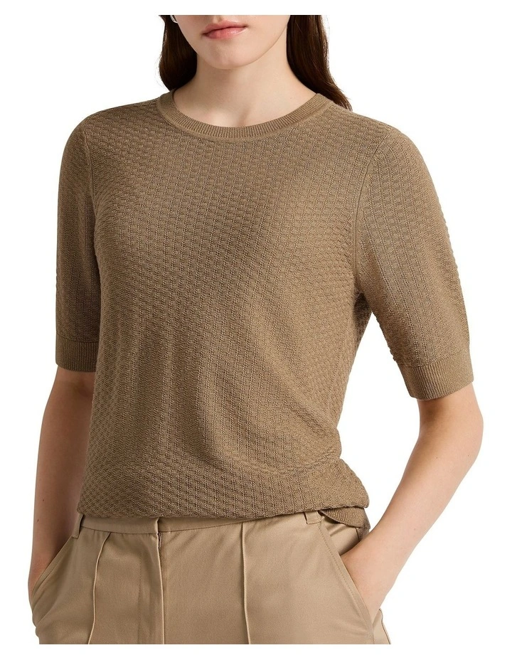 Shimmer Holiday Knit Top in Twine