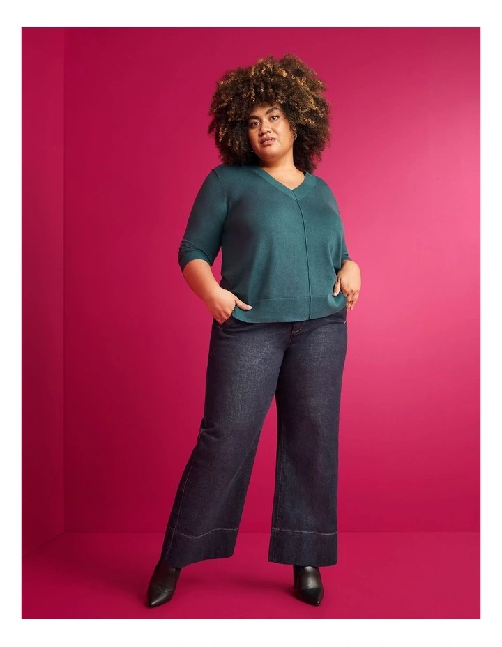 Recycled Cotton Blend Wide Leg Jeans in Indigo