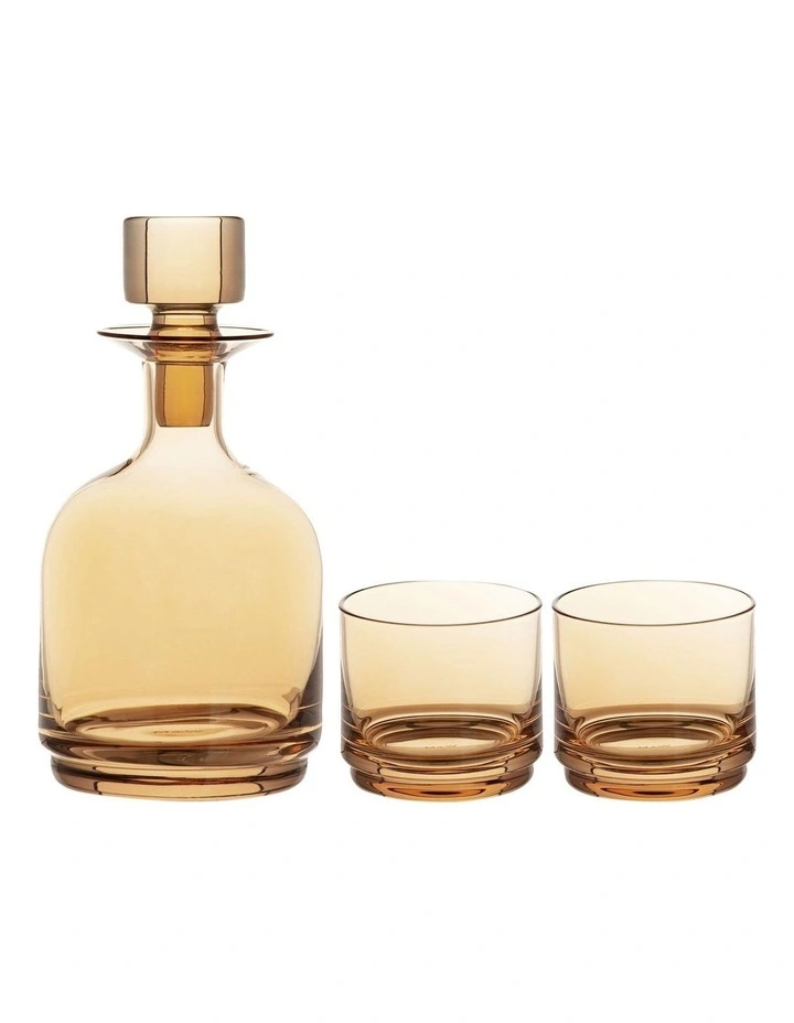Glamour Stacked Decanter Set 3 Pieces in Gold
