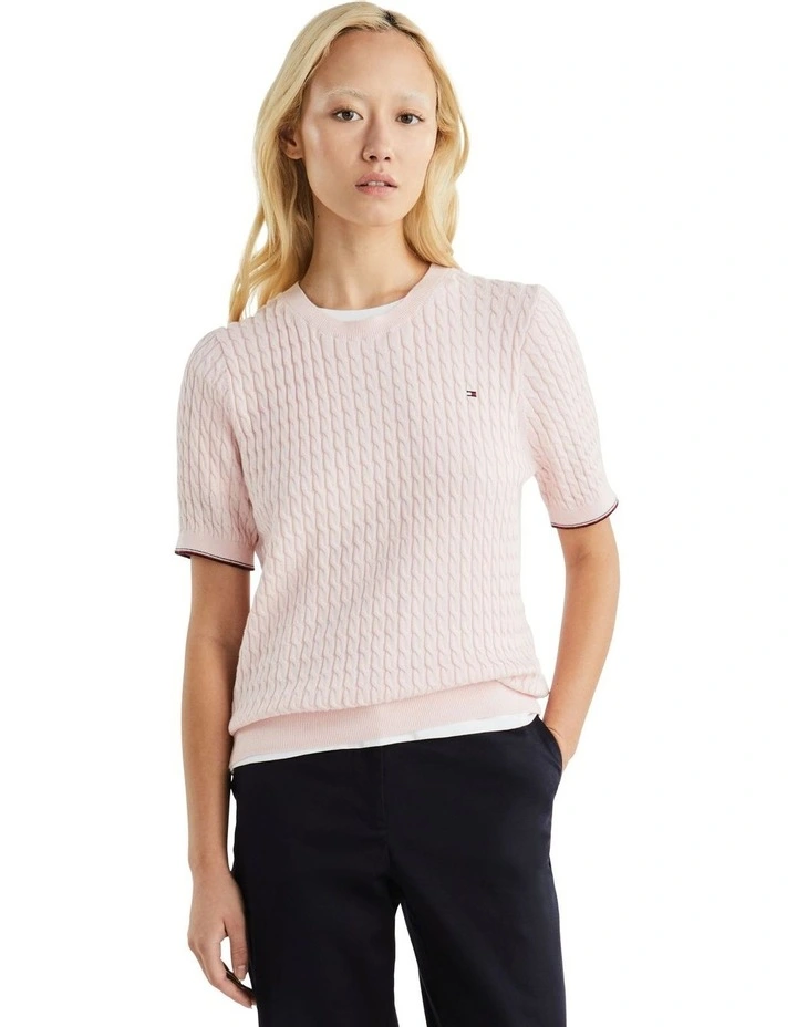 Stripe Slim Fit Short Sleeve Jumper in Pink