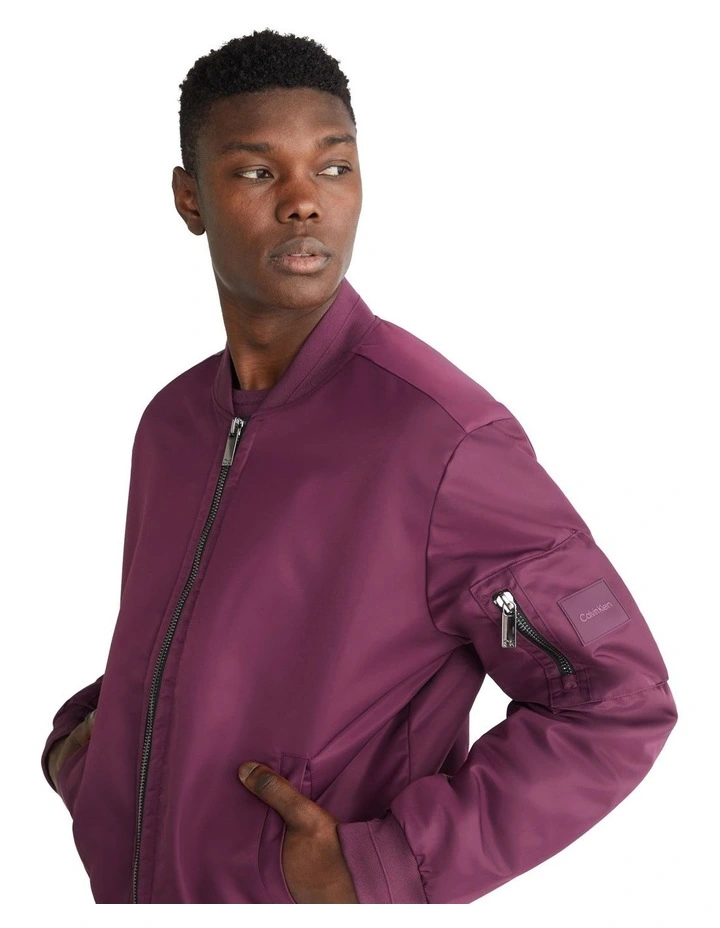 Recycled Sateen Iconic Bomber Jacket in Purple