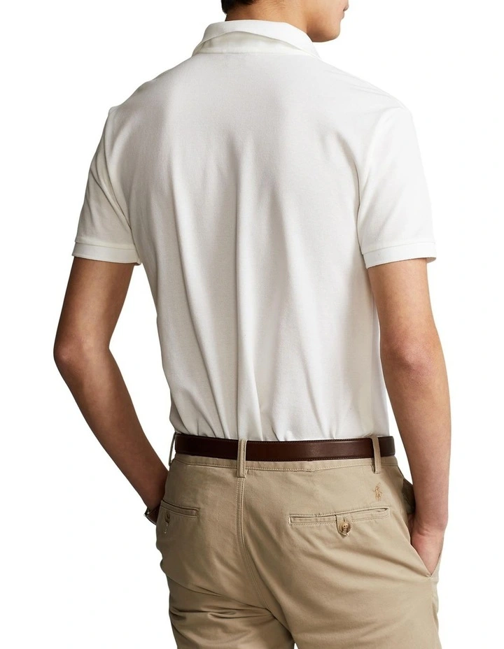 Custom Slim Fit Stretch Mesh Polo Shirt White