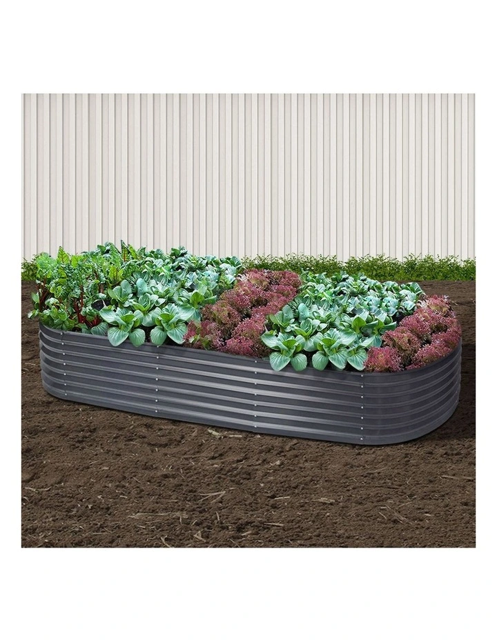 Galvanised Garden Bed Planter Box 240X80X42cm in Aluminium Grey