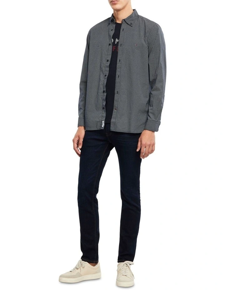 Core Flex Mini Geo Print Long Sleeve Shirt in Blue
