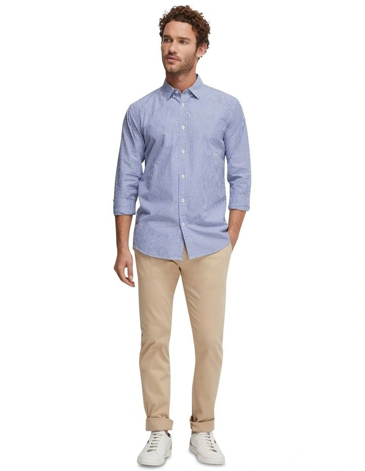 Shoreditch Button Down Stripe Shirt in Blue