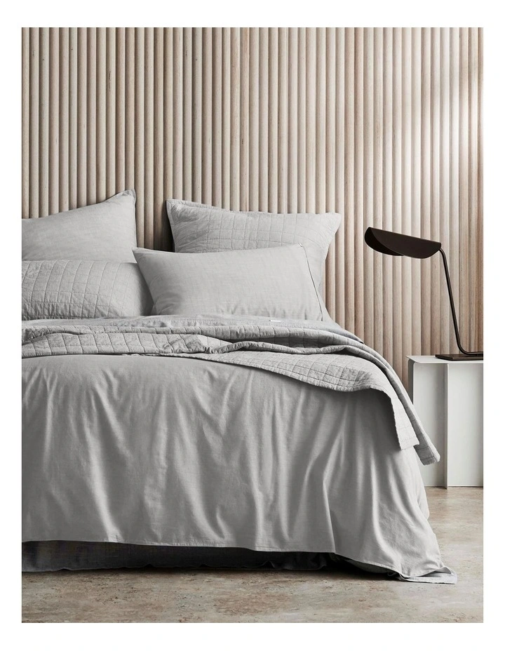 Reilly Quilt Cover Set in Soft Grey