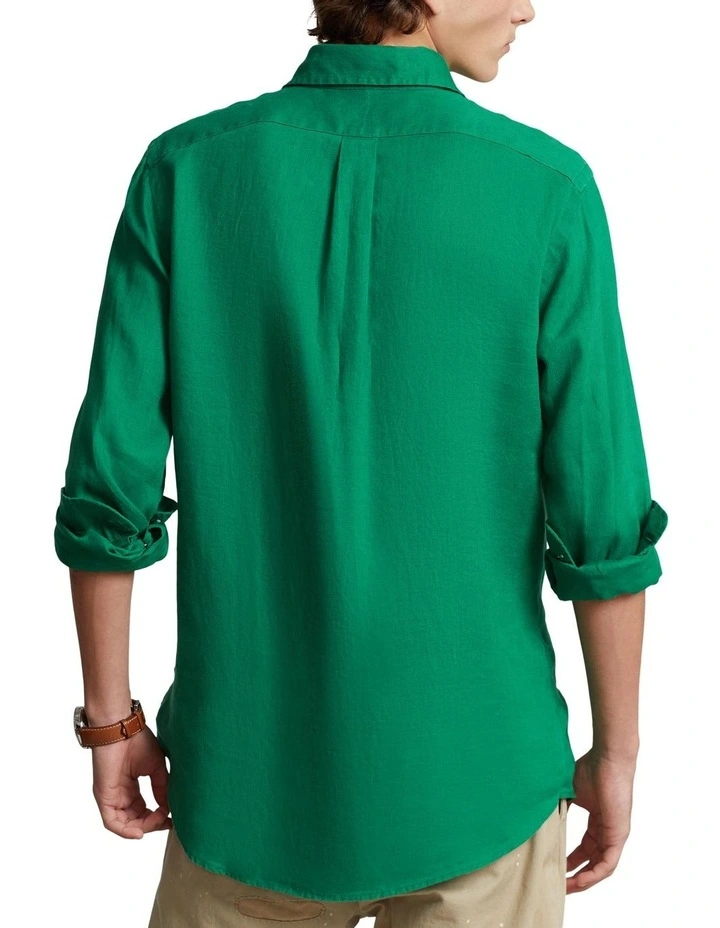 Classic Fit Linen Shirt in Green