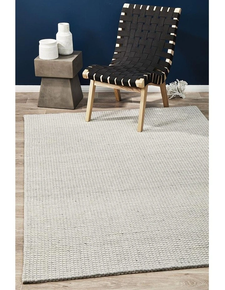 Studio Oskar Felted Wool Striped Rug In Grey White