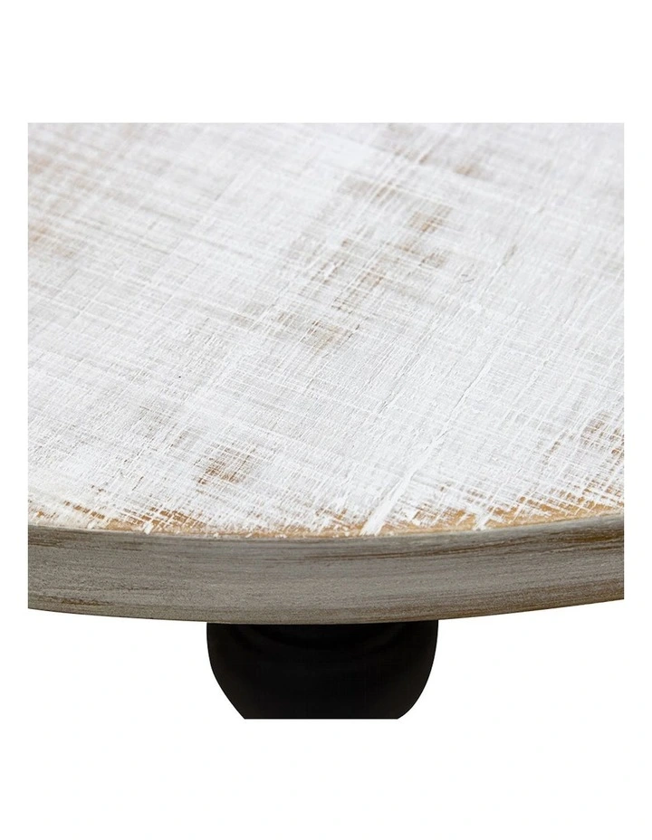 French Round Side Table in Distressed White