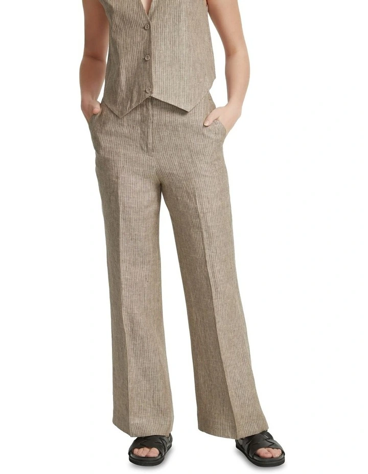 Lauren Linen Wide Leg Pants in Nutshell