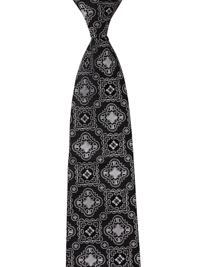 Quadrato Silk Tie in Black