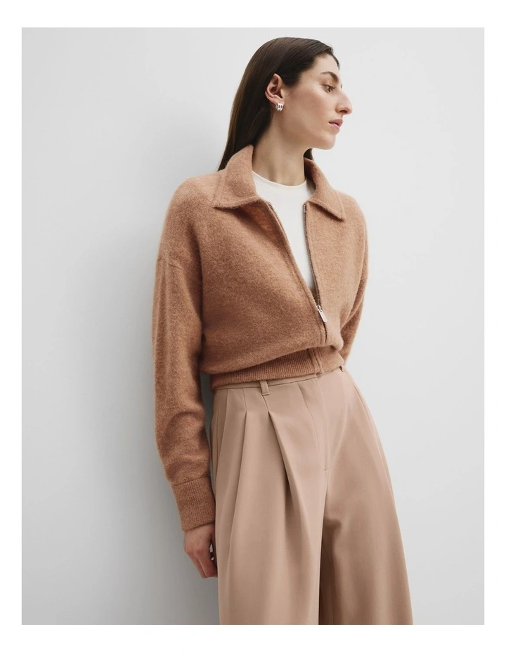 Zip-through Knit in Camel