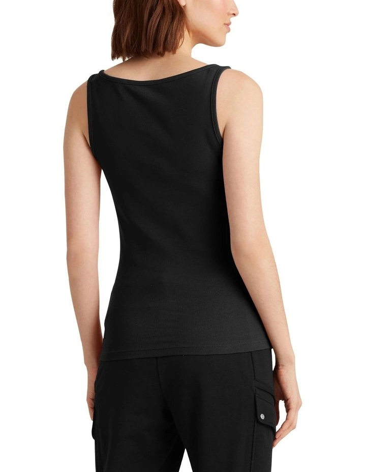 Cotton-Blend Tank Top in Black