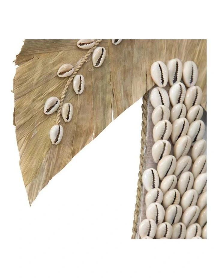 Handmade Shell & Weave Palm Tree Wall Art in Brown