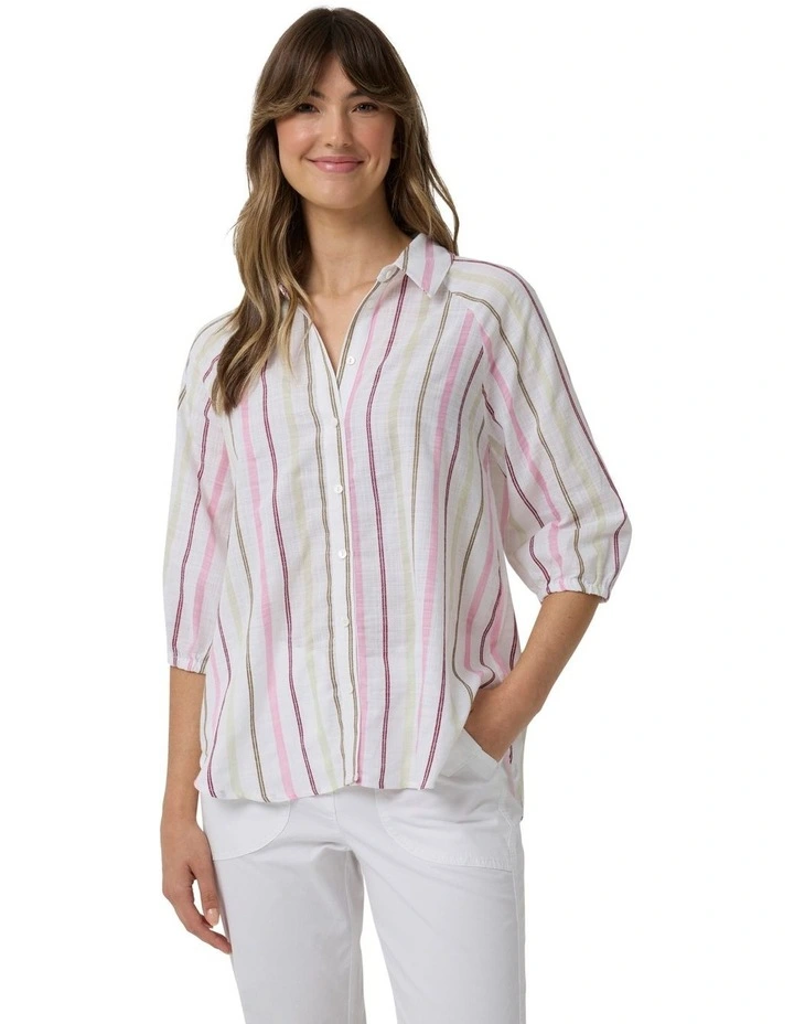 Broken Stripe Shirt in Rose Mix