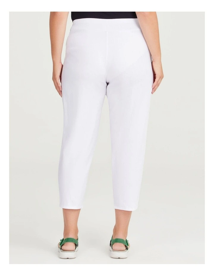 Stretch Linen Lounge Crop Pant in White