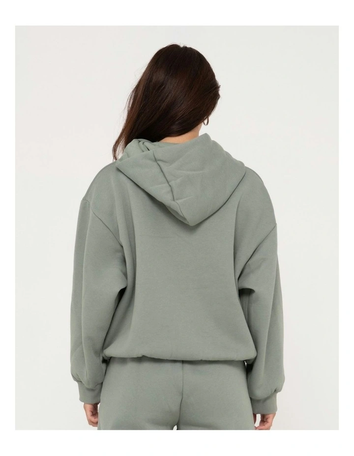 Rusty Signature Oversize Hooded Fleece in Green