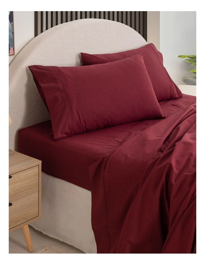 Vintage Washed 100% Cotton Sheet Set in Wine