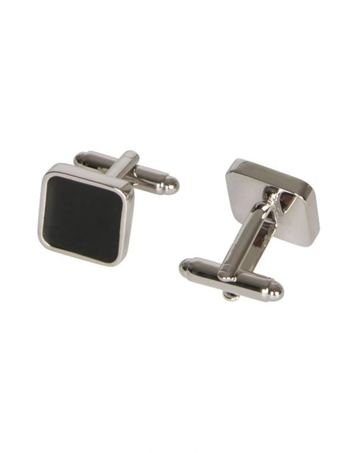 Square Cufflinks with Enamel in Silver