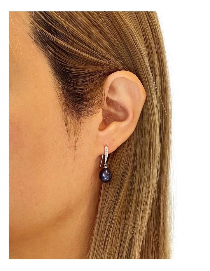 Elegant Peacock Black Pearl Drop Earrings