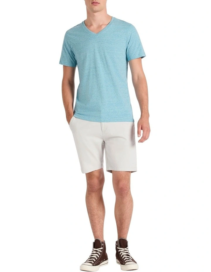 Arnie V Neck Tee in Poolside Marle