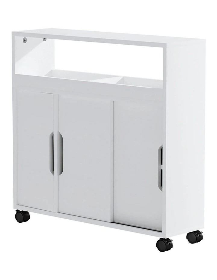 Bathroom Storage Cabinet With Wheels in White