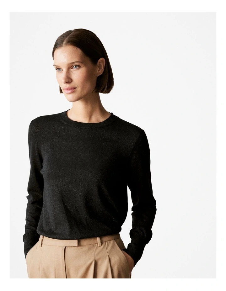 Merino Blend Shimmer Knit in Black