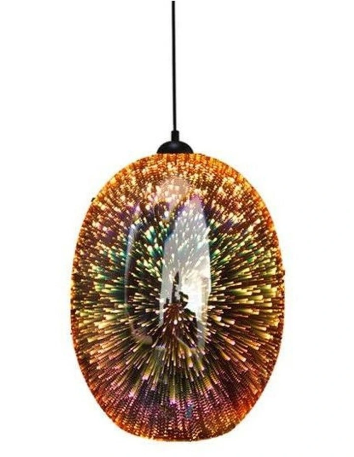 Moravian Glass Oval Pendant Light Copper